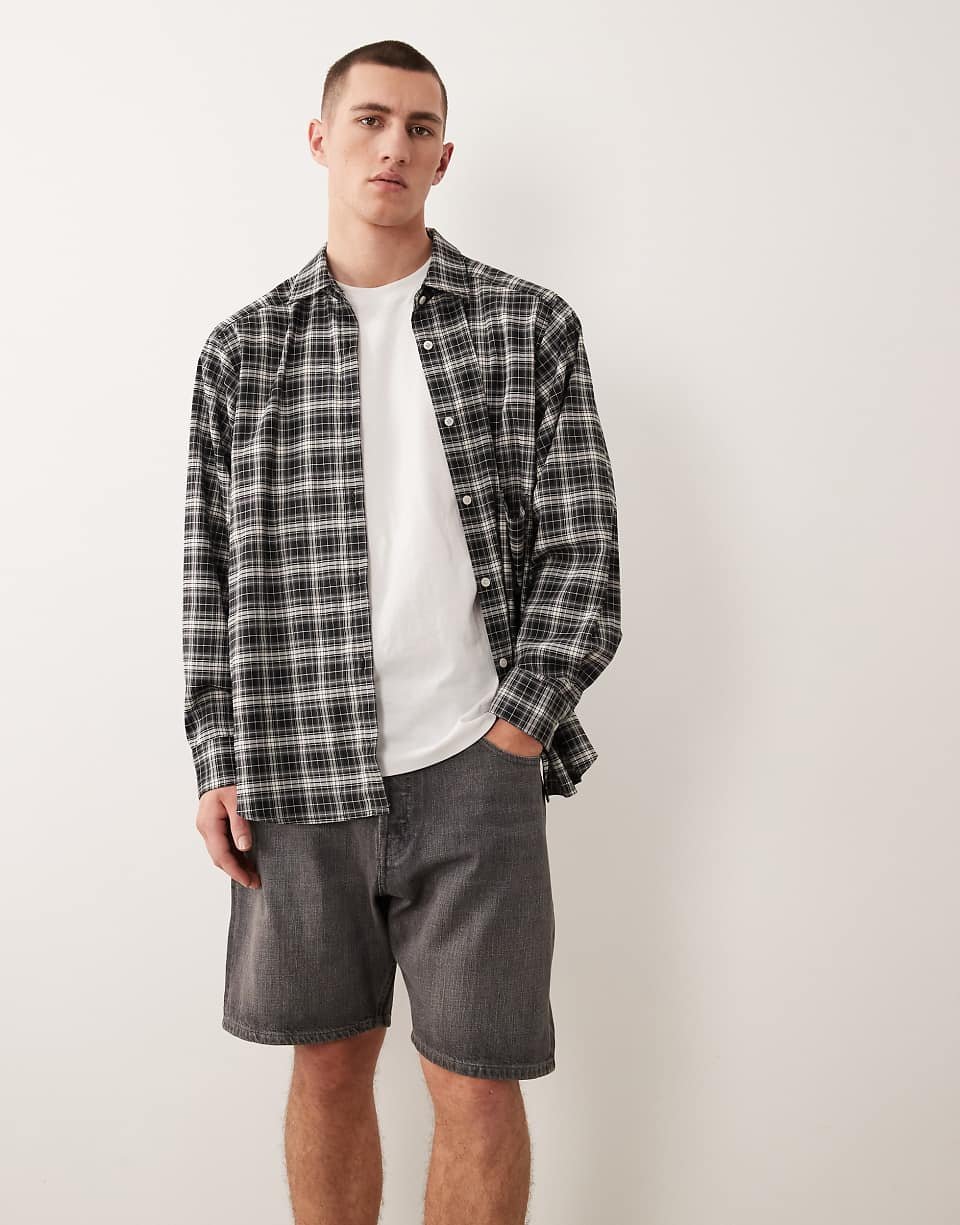 Tony - Short ample en jean - Gris