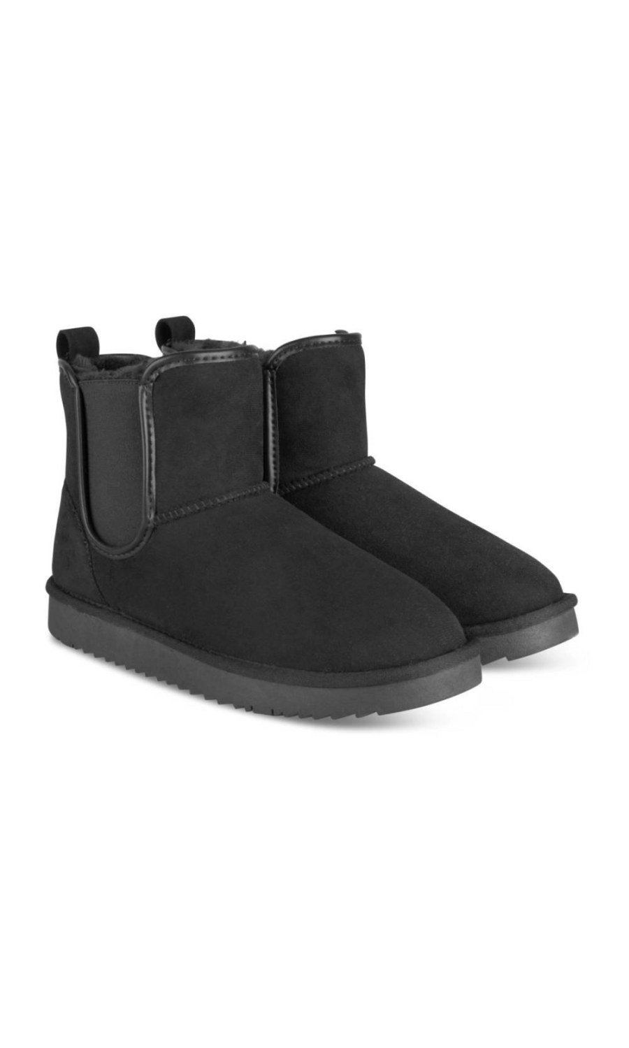 Black lined boots with elastic panels