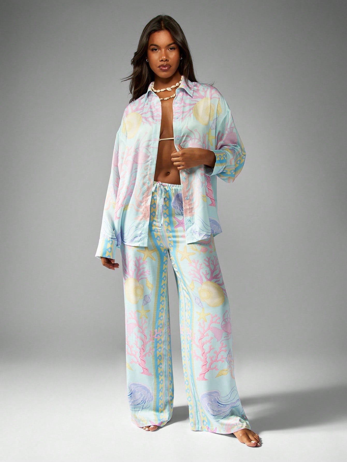 Ensemble d dar imprimé corail pastel