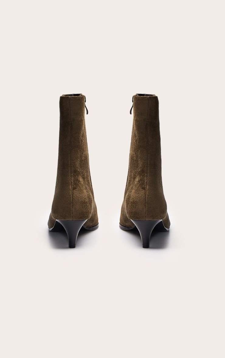 Kitten-heel faux suede ankle boots
