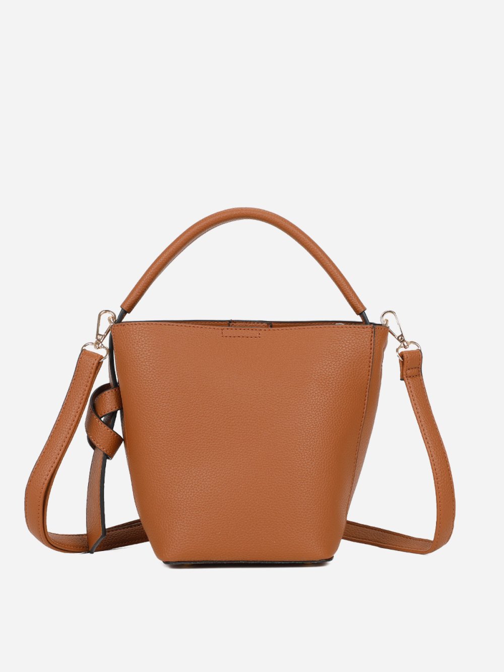 Sac seau rigide f simili texturé marron