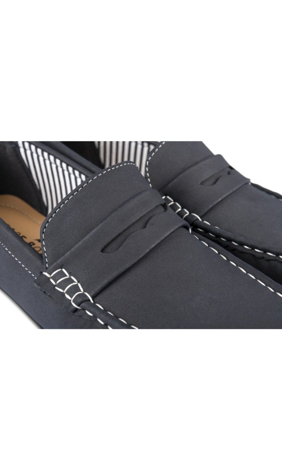 Penny loafers with white stitching