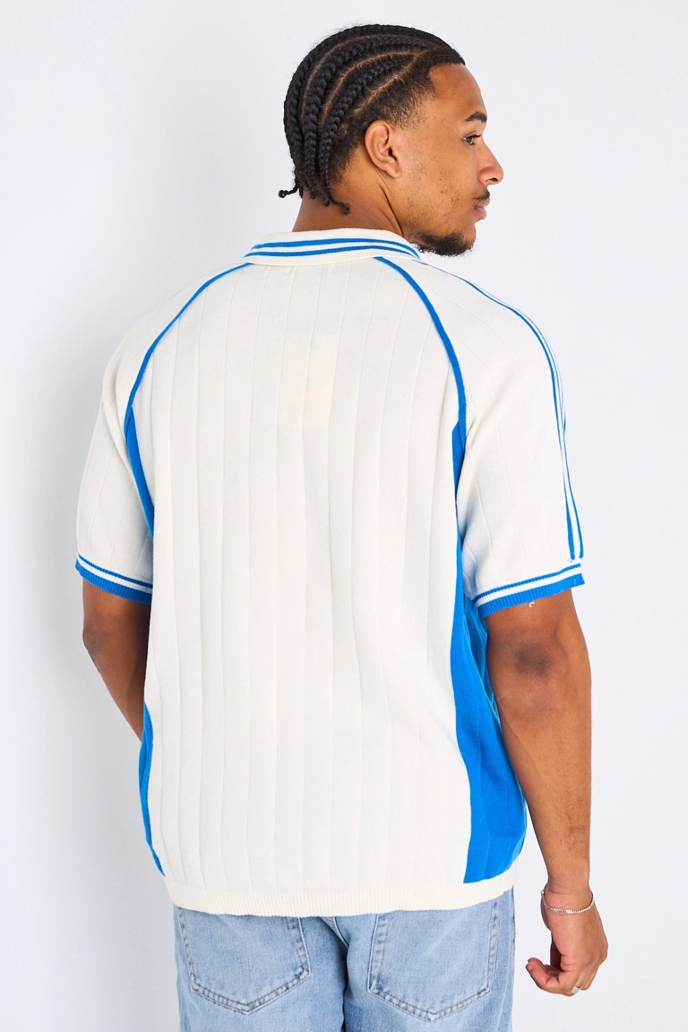 White loose two-tone lettering polo