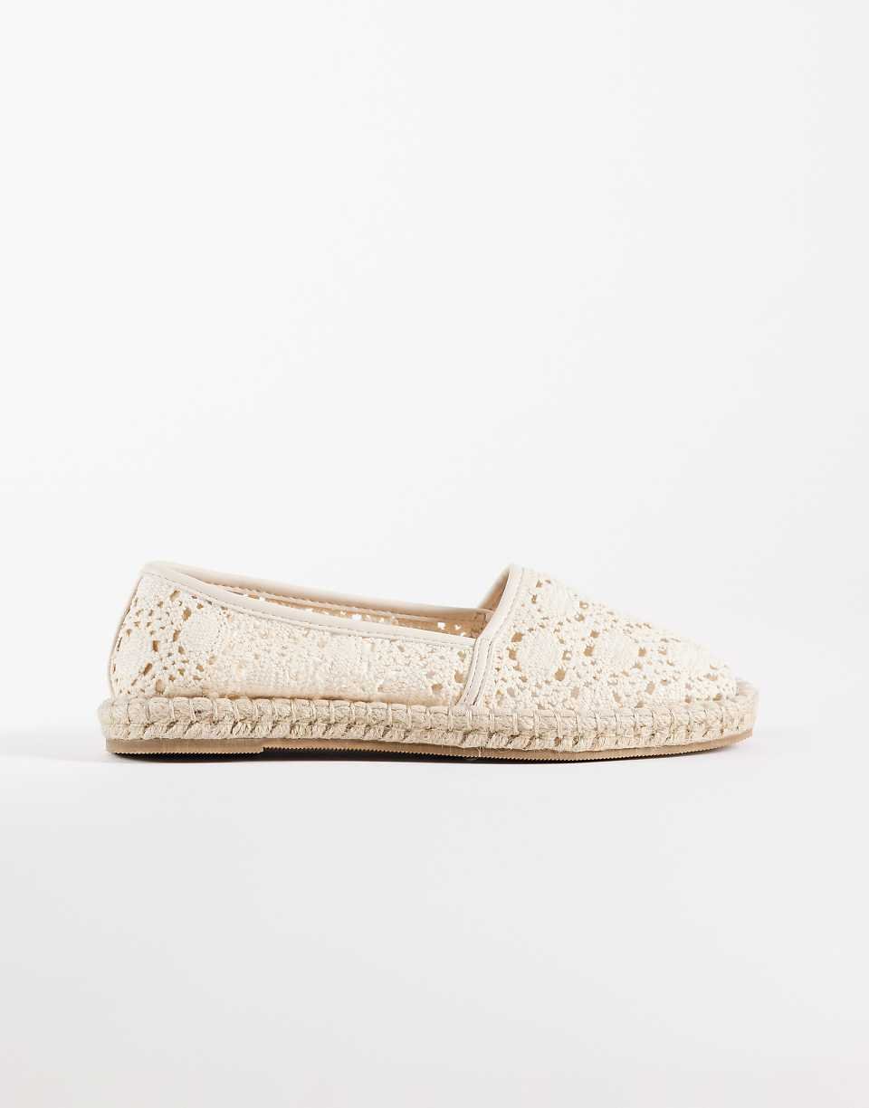 Joyce - Espadrilles fermées au crochet - Blanc