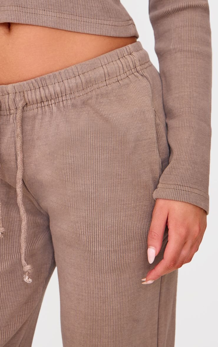 Washed ribbed wide leg trousers