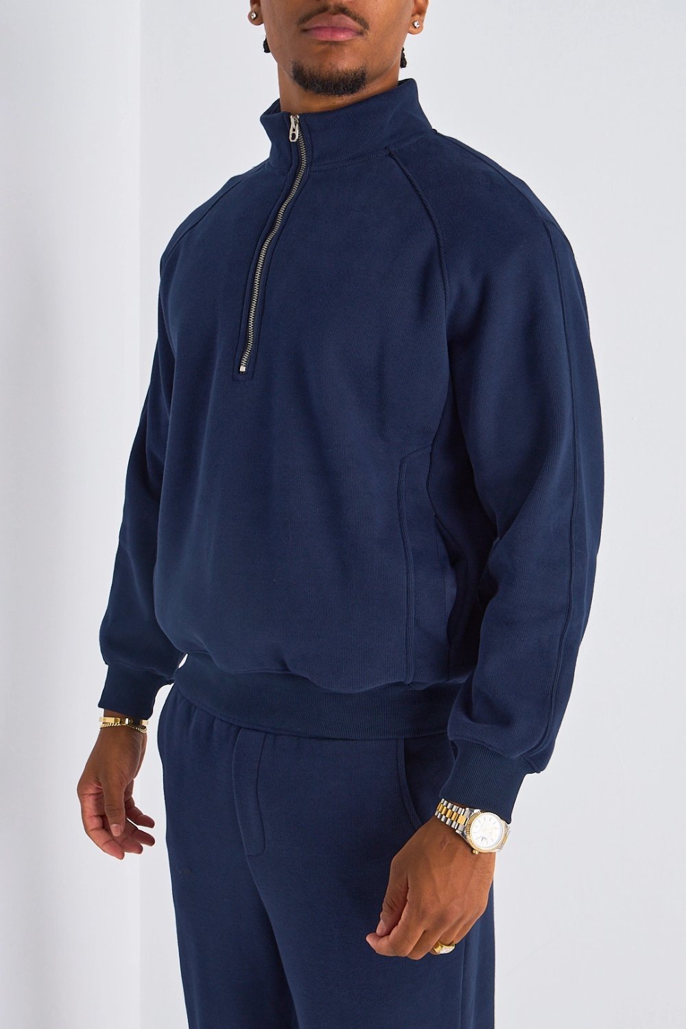 Navy zip-neck jumper and joggers set