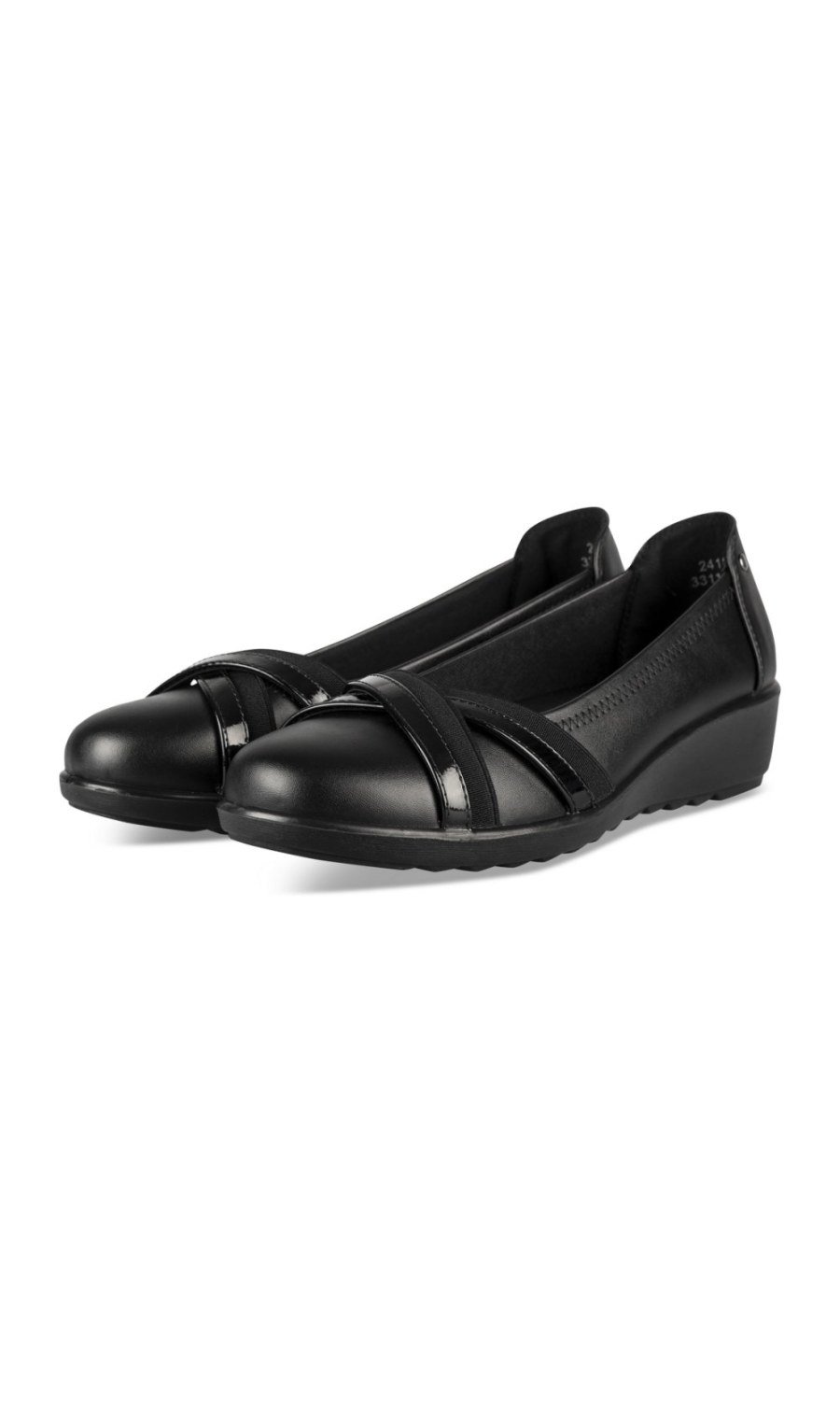 Black wedge ballerinas with crossed straps