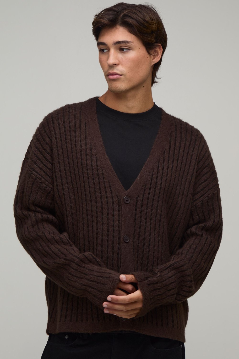 Cardigan côtelé wase3, marron