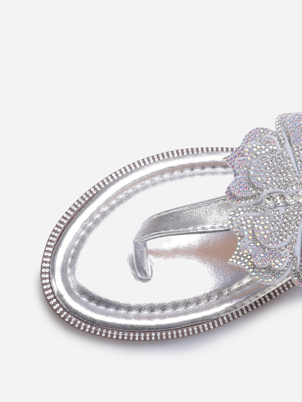 Sandales à papillon en strass argentées