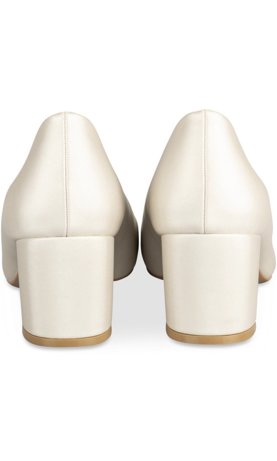 Off-white pearlised block-heel square-toe pumps