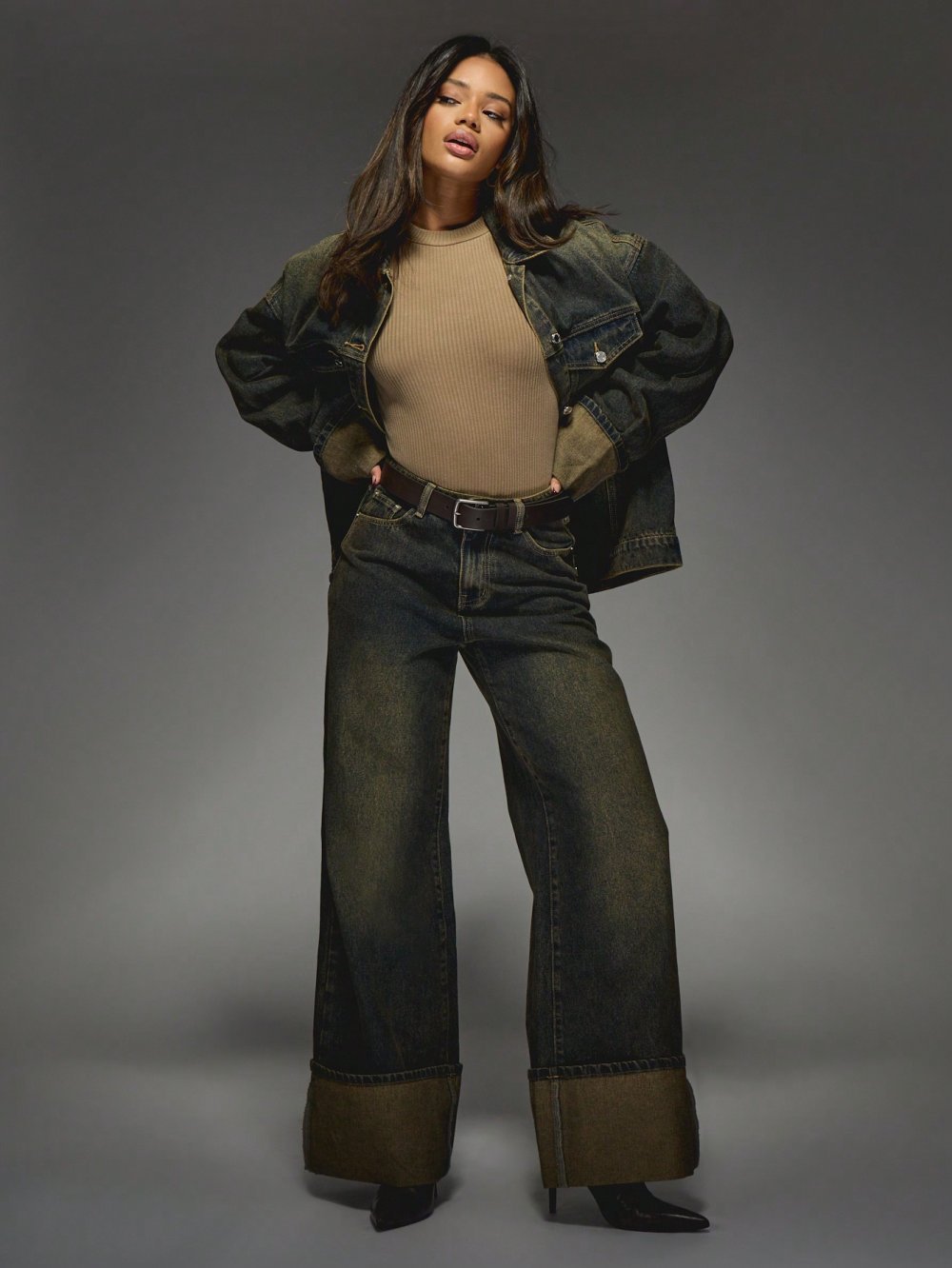 Jean large taille basse b revers k7li