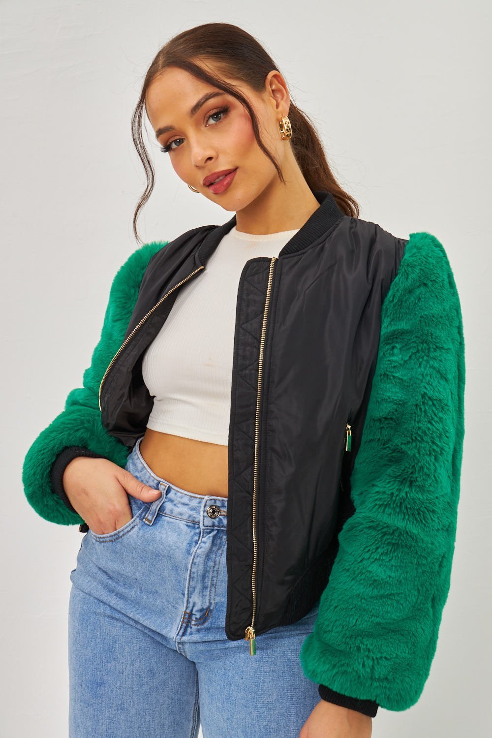 Blouson b kmam fourrure k7el w khder