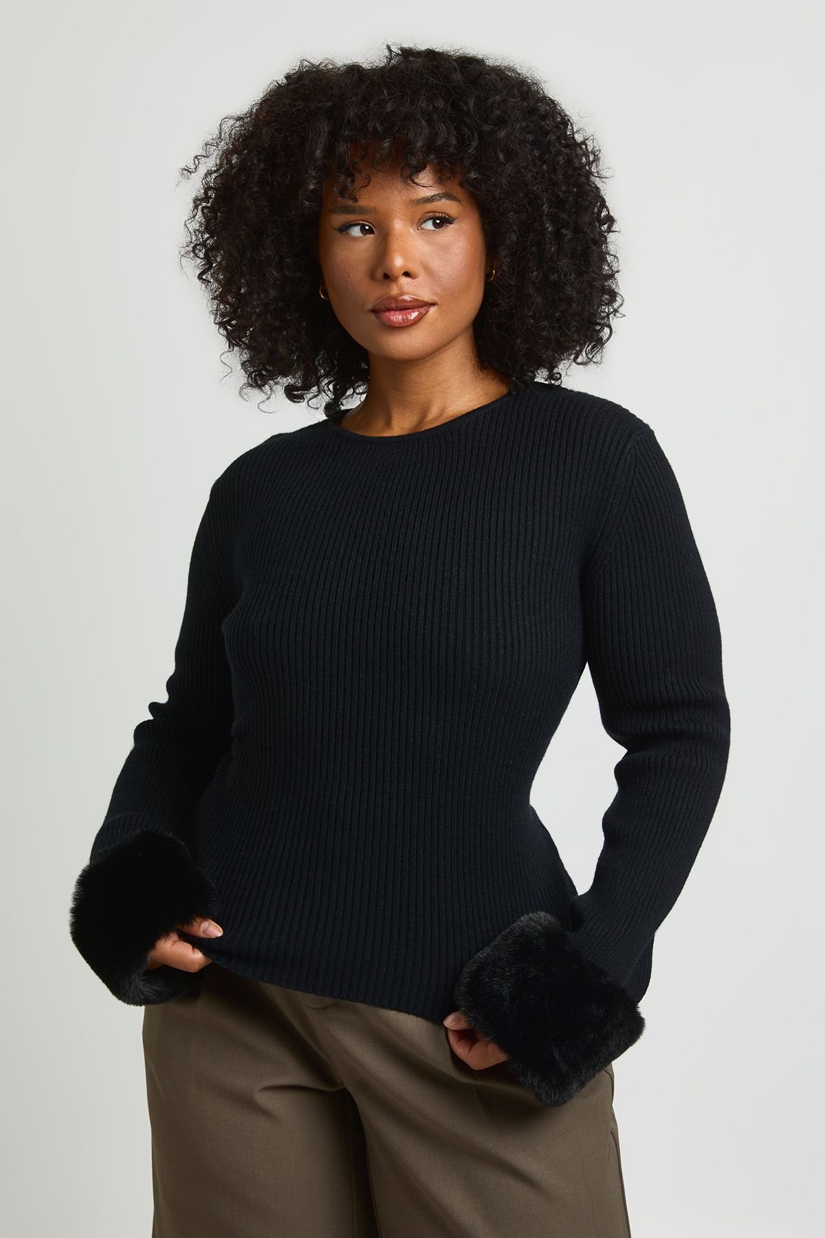 Pull tricoté avec manchettes - Grande taille