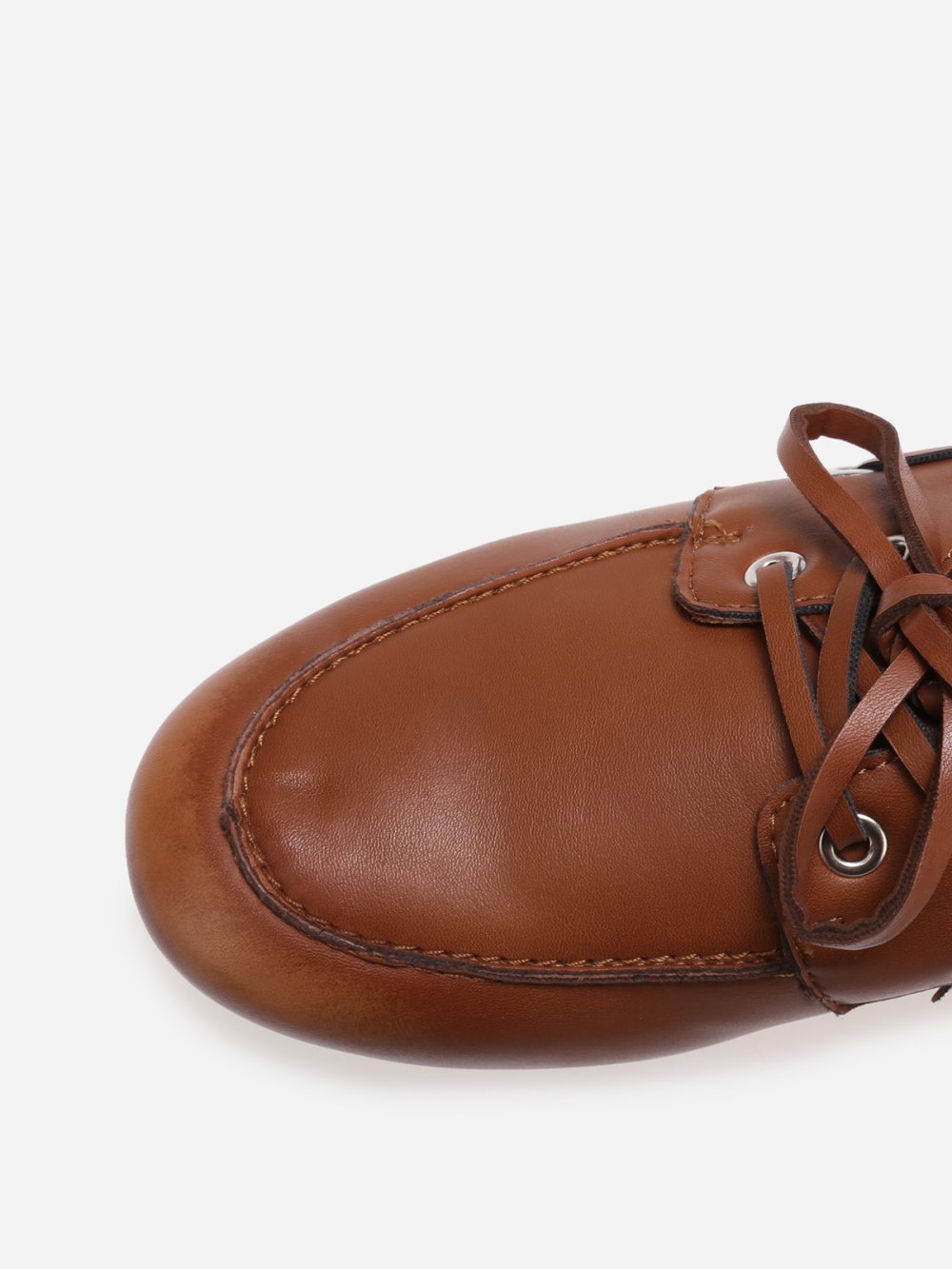 Chaussures bateau simili b lacets camel