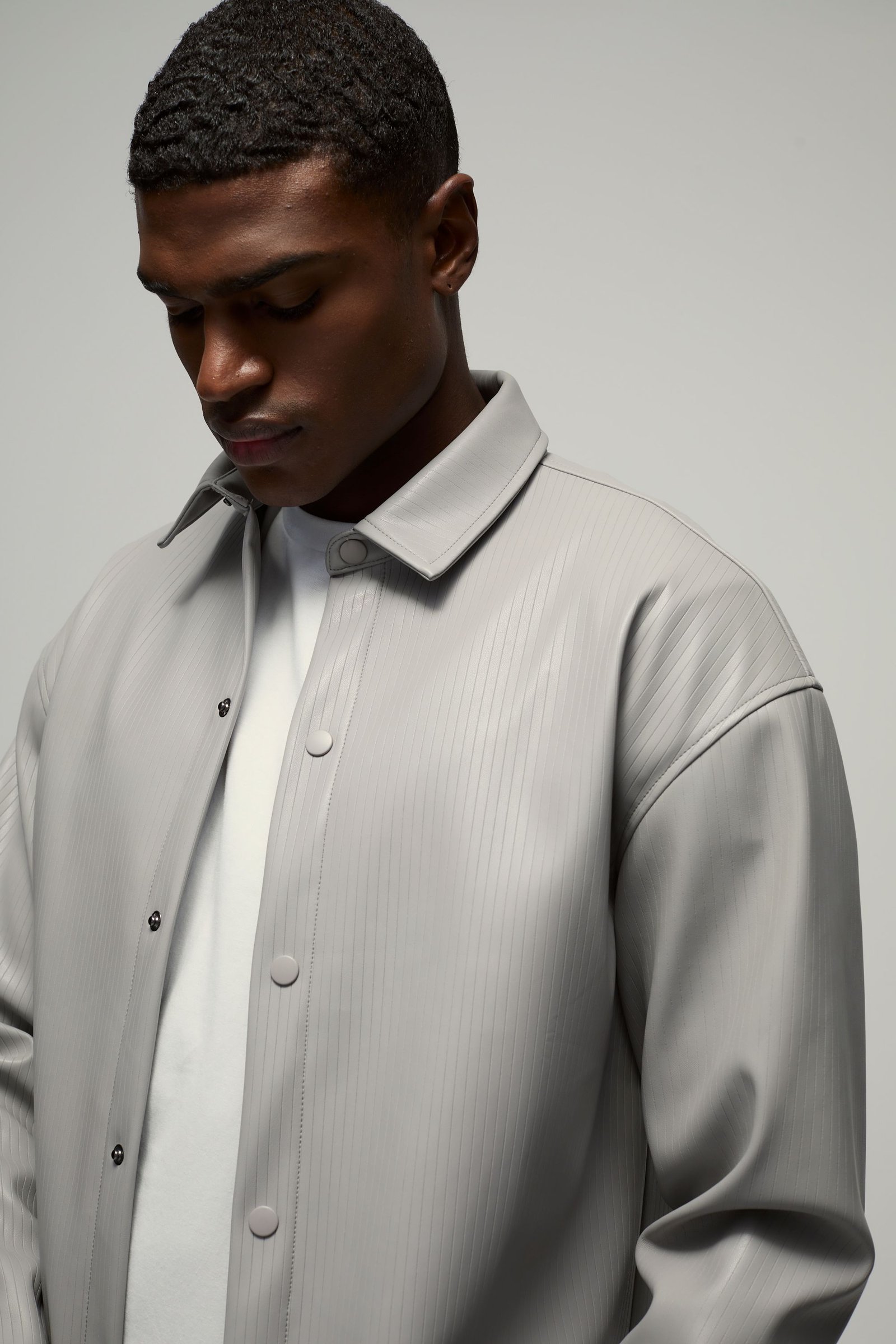 Chemise oversize b similicuir gaufré