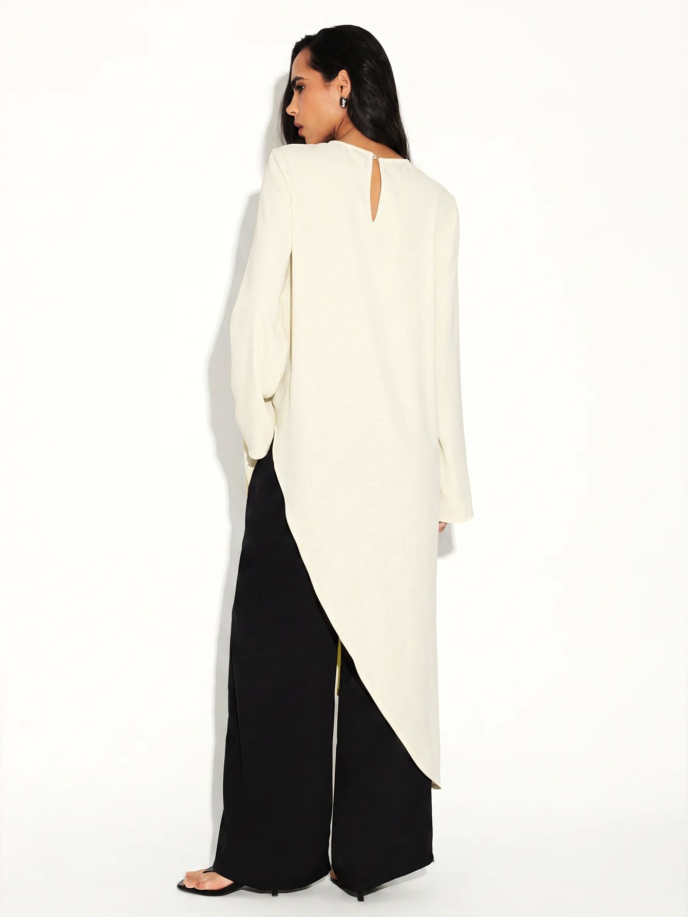 Blouse tunique asymétrique à manches longues