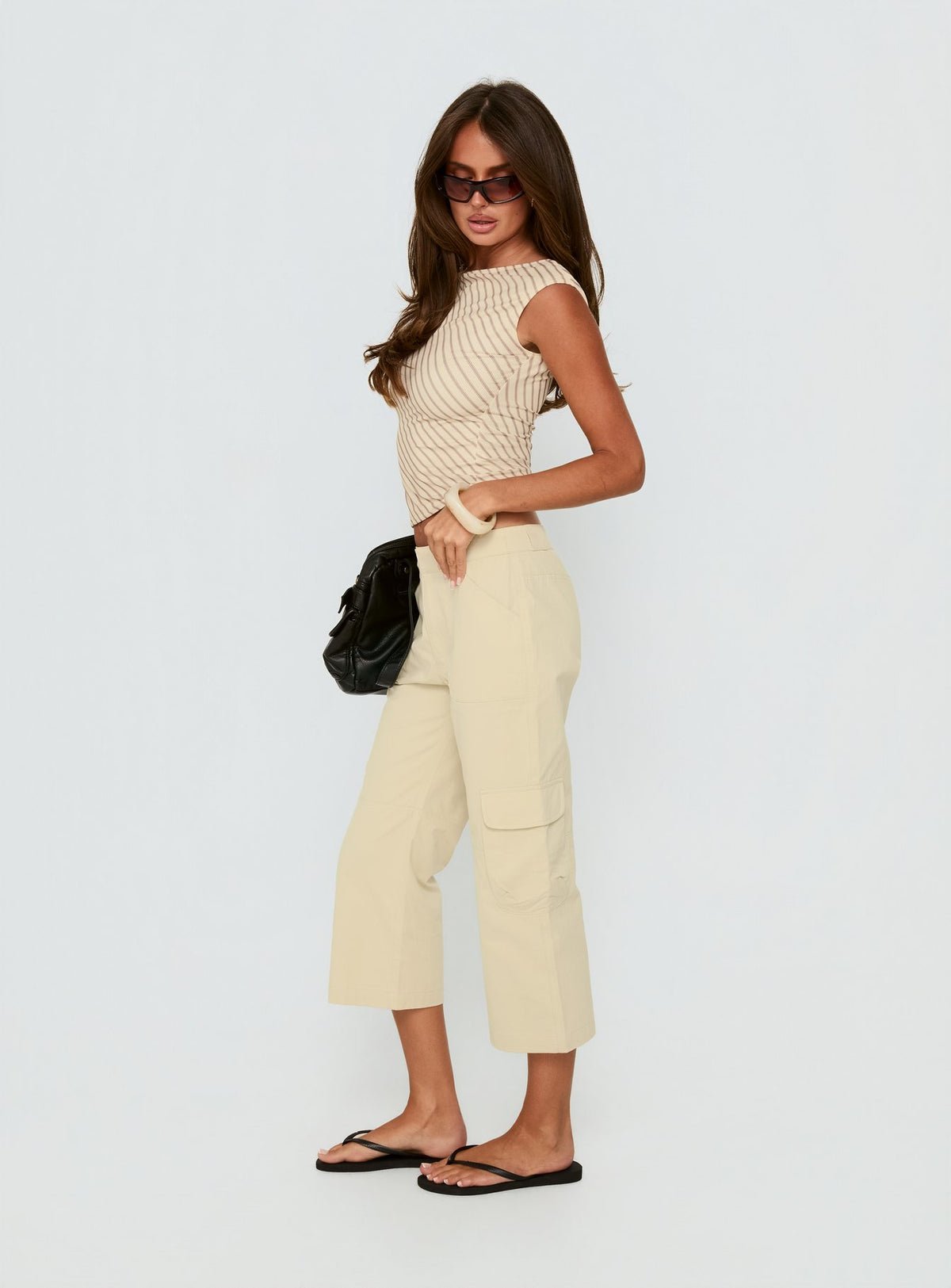 Cropped cotton cargo pants