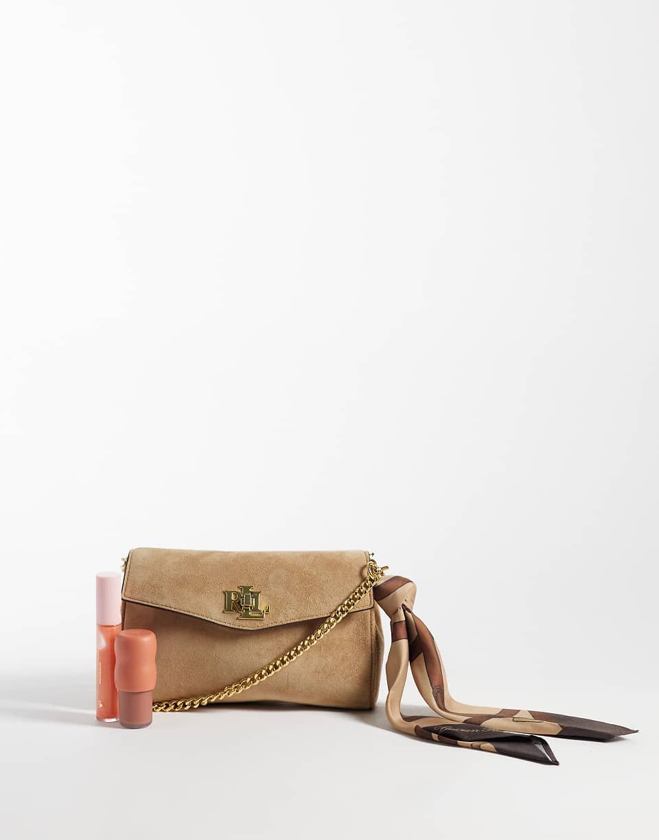 Grand sac porté épaule à rabat en beige