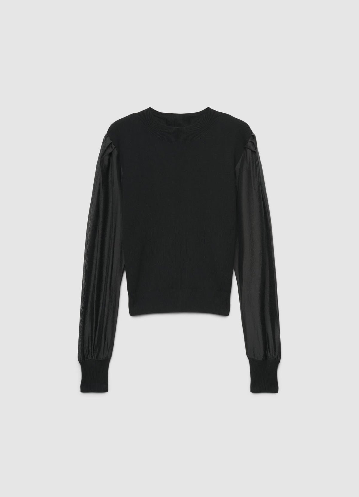 Two-tone top with organza-effect sleeves