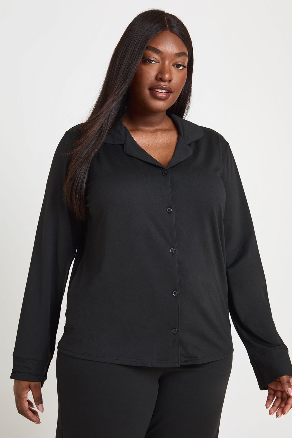 Black shirt and trouser pyjama set - Plus size