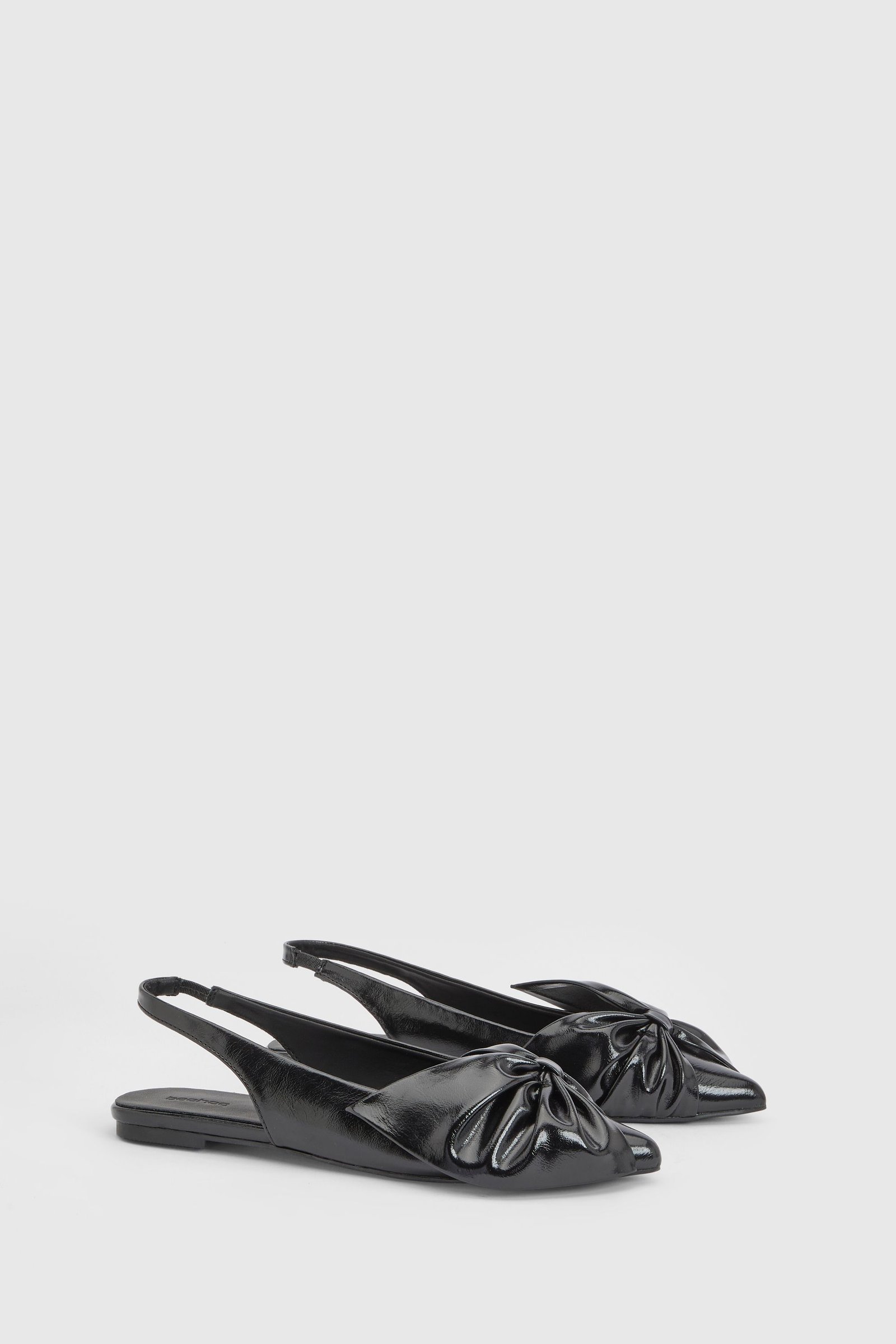 Pointed slingback bow ballet flats