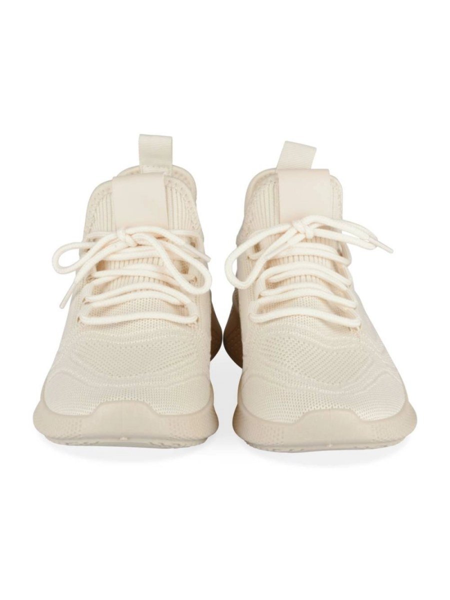 Beige knit slip-on sneakers