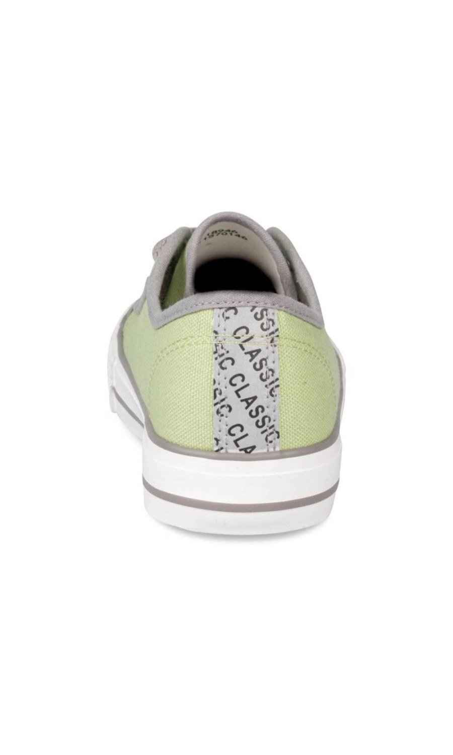 Lime green canvas sneakers, grey piping