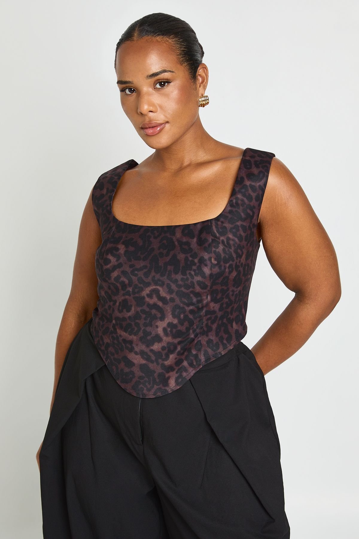 Top corset imprimé léopard - Grande taille