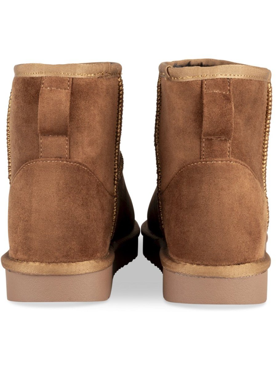 Cognac short faux suede boots