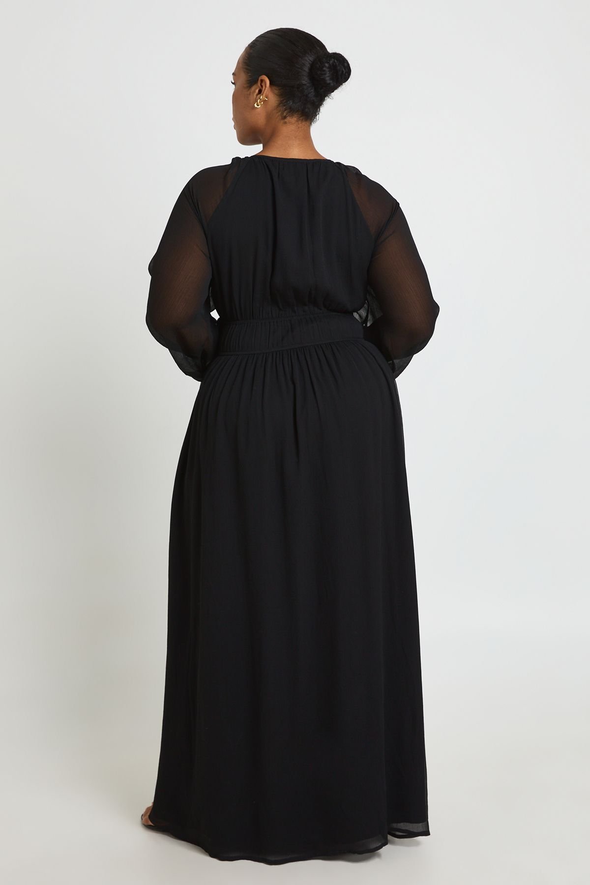 Ruched puff sleeve maxi dress - Plus size