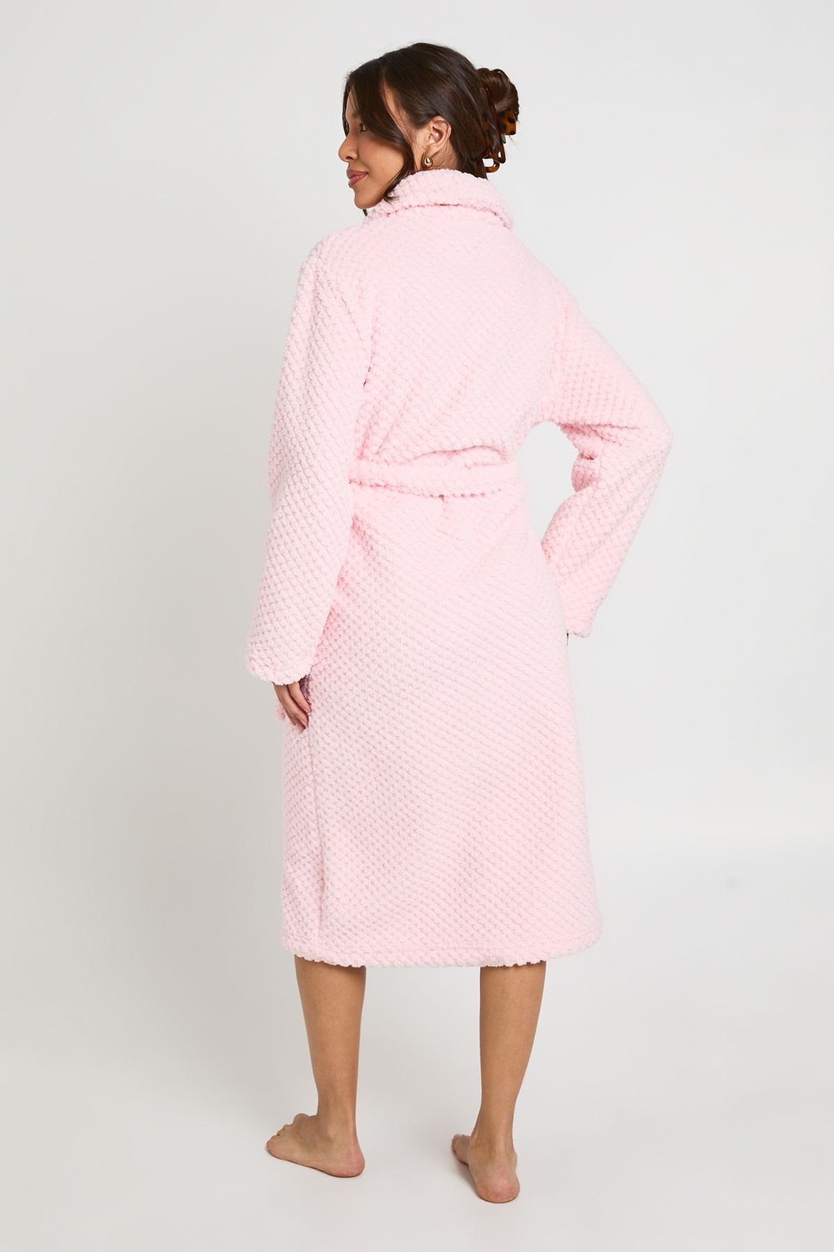 Robe De Chambre Longue En Polaire Gaufrée