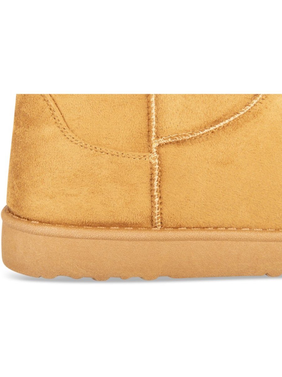 Camel ultra-short faux suede boots
