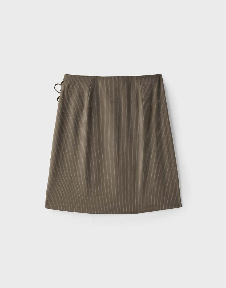Jupe midi b plis creux - Kaki