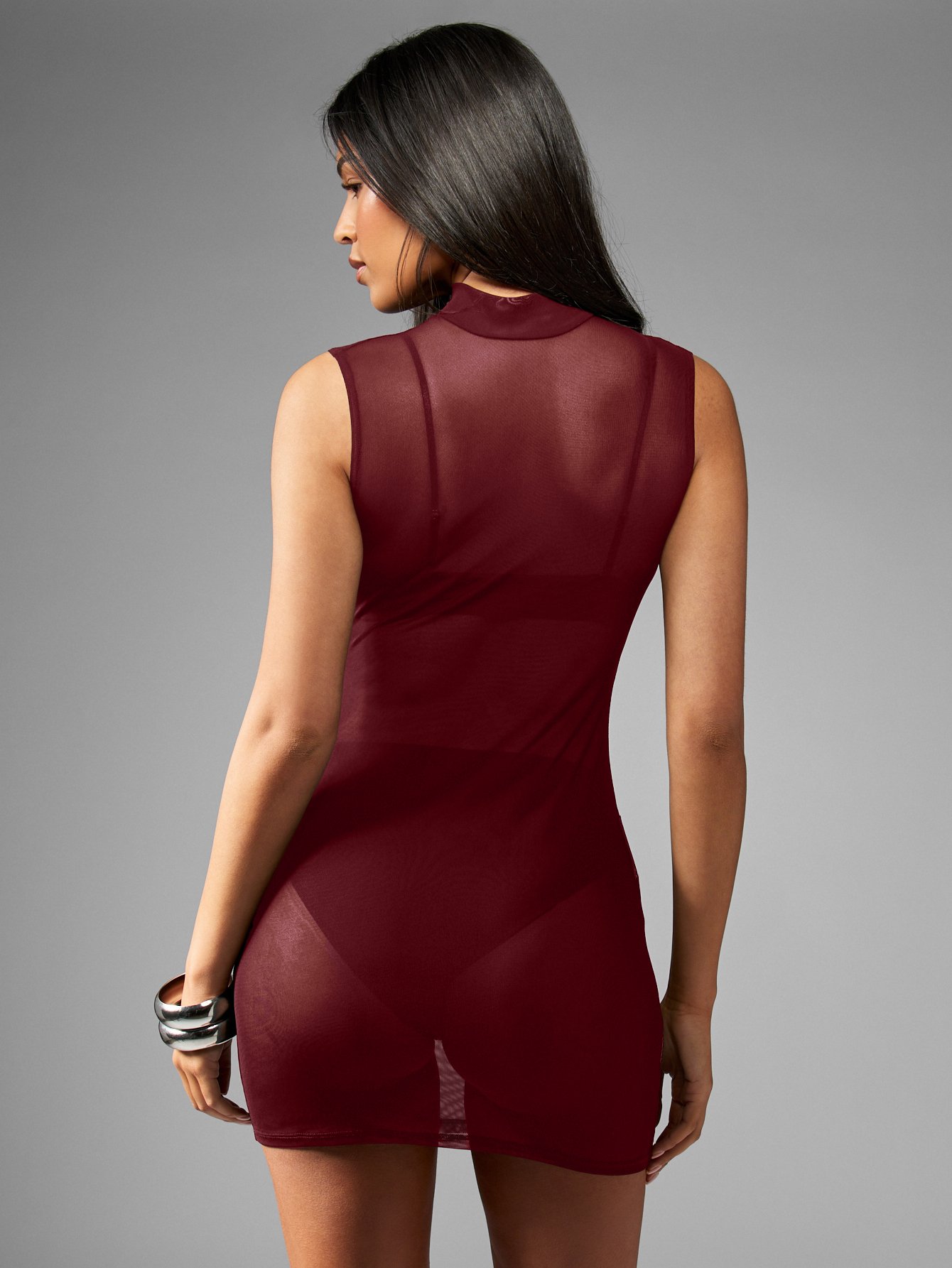 Sleeveless high neck knit mini dress