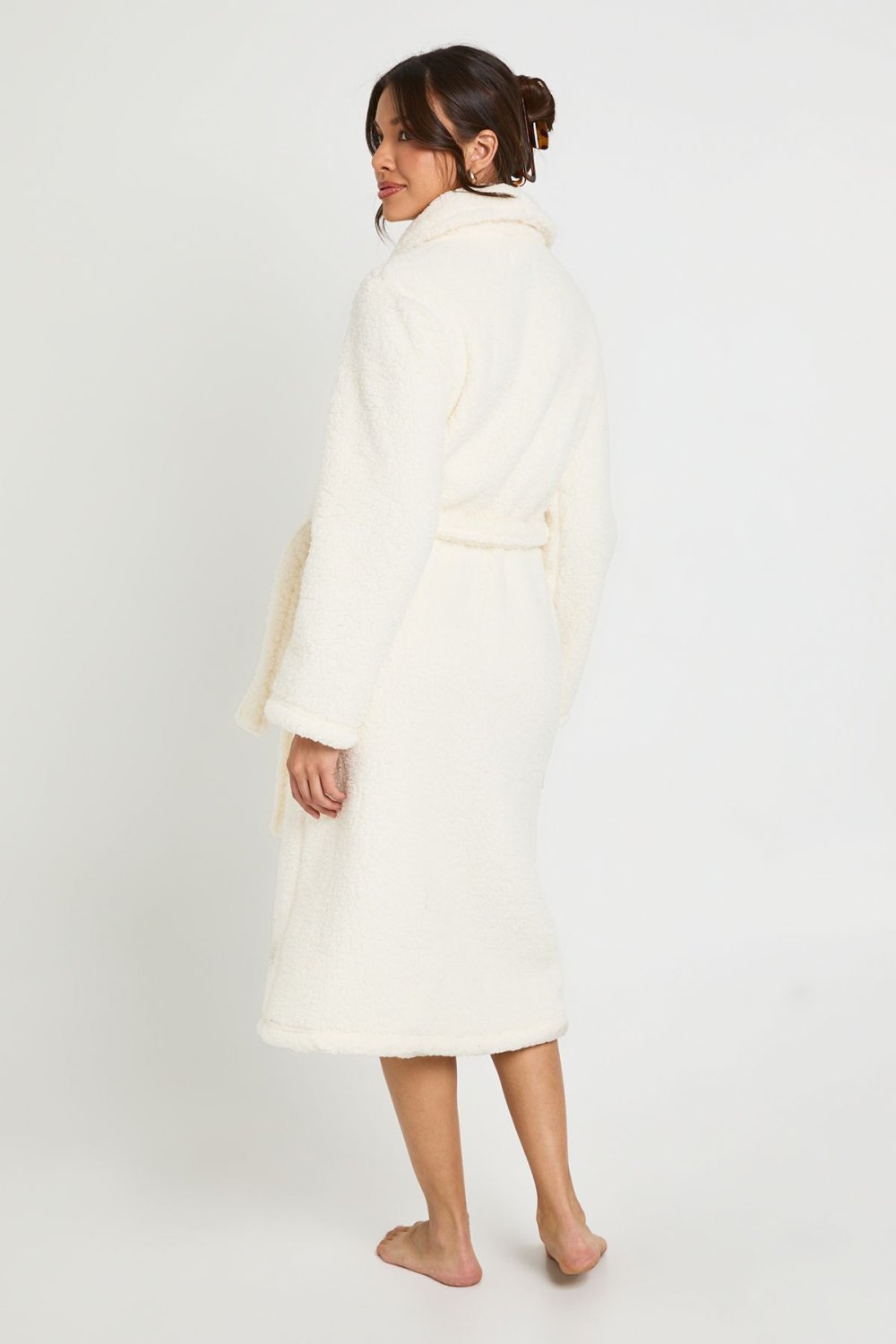 Fleece long dressing gown