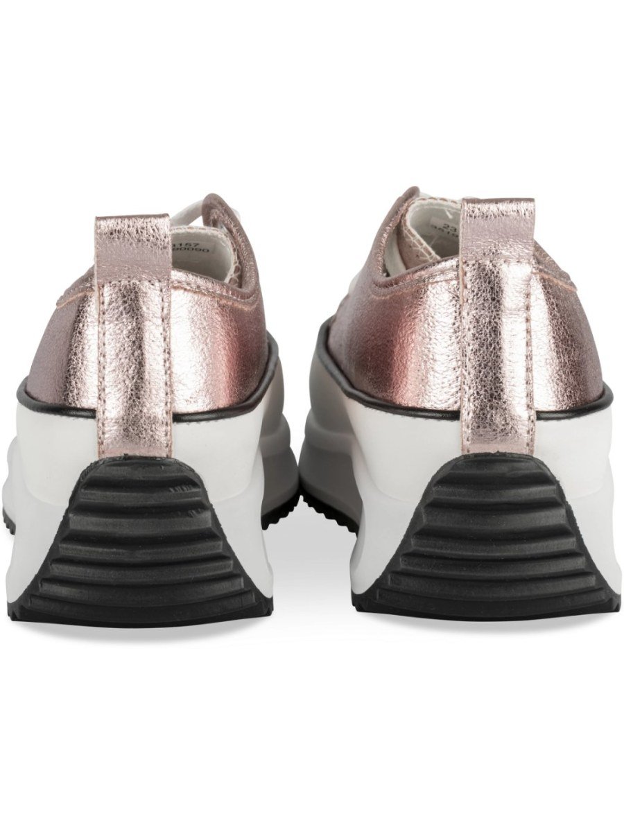 Pale pink metallic platform sneakers