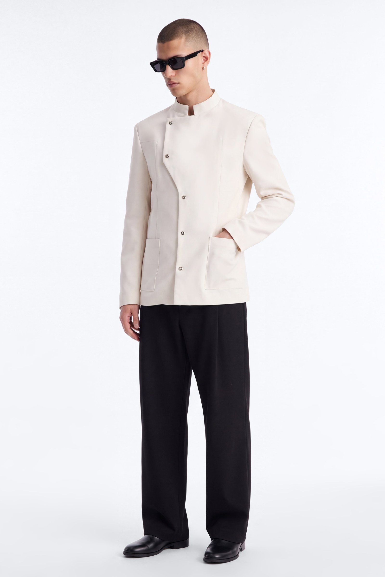 Veste asymétrique à col mao