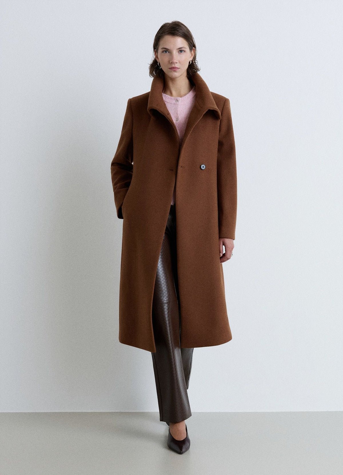 Manteau twil col 3ali b ceinture
