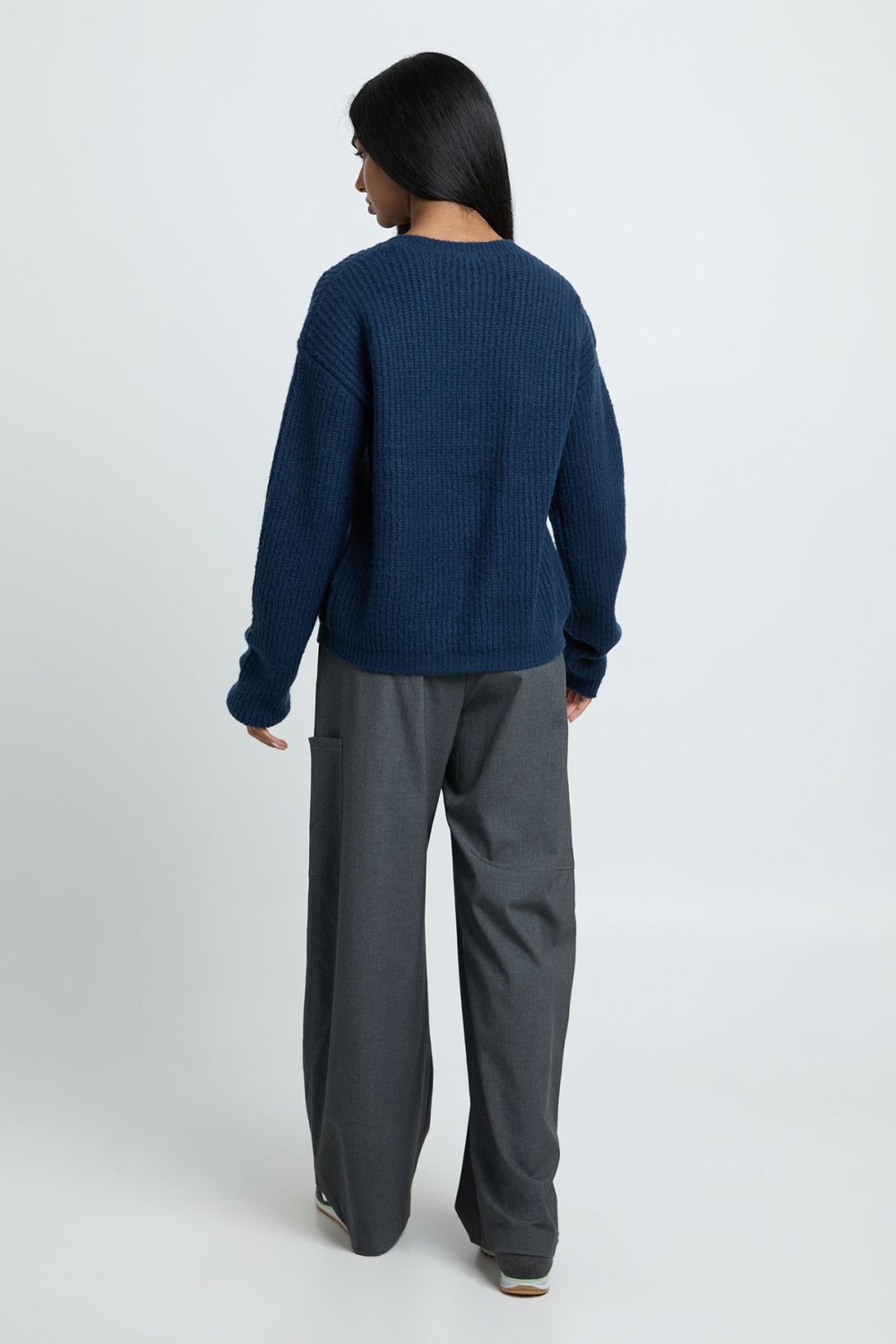 Navy chunky rib cardigan