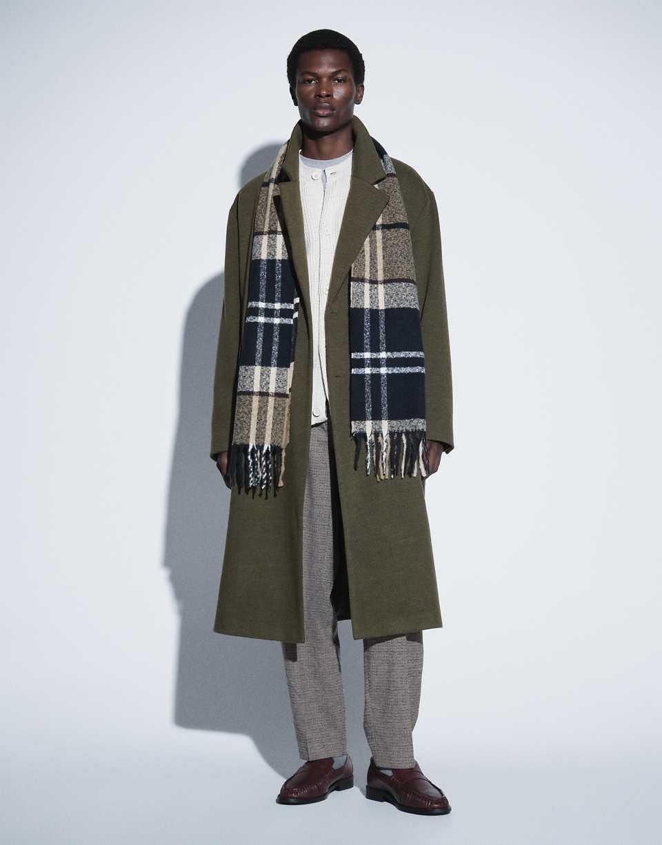 Manteau oversize effet laine vert