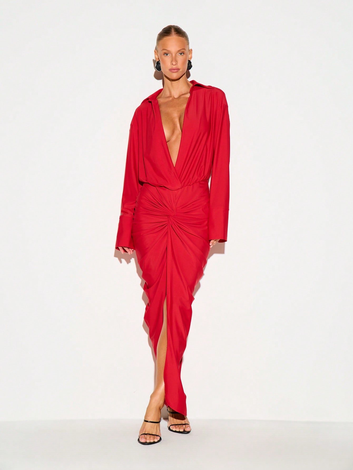 Robe Longue Portefeuille À Décolleté Plongeant