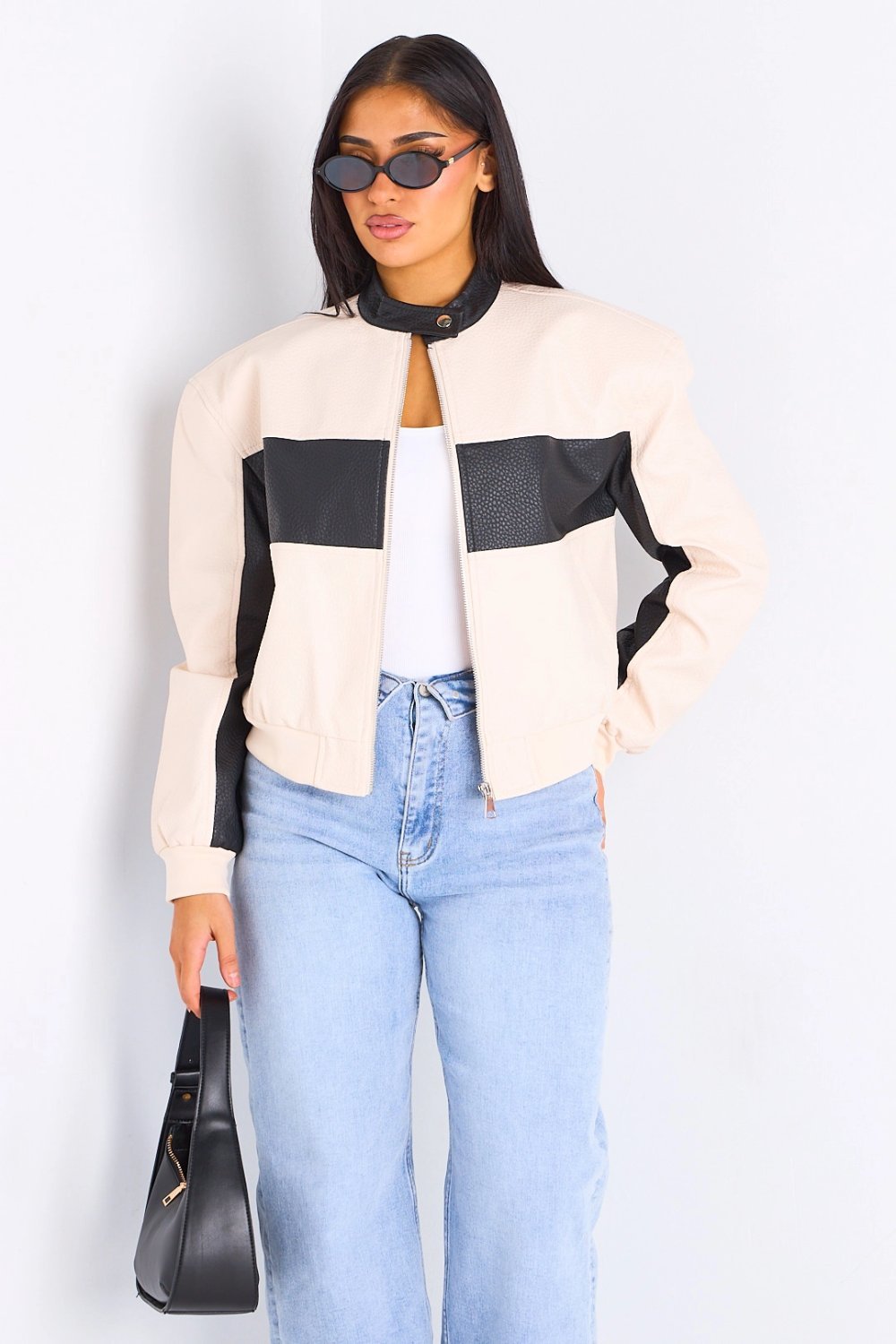 Veste simili cuir b jouj alwan beige