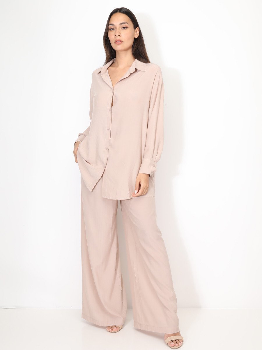 Ensemble chemise w pantalon mkhattin, taupe