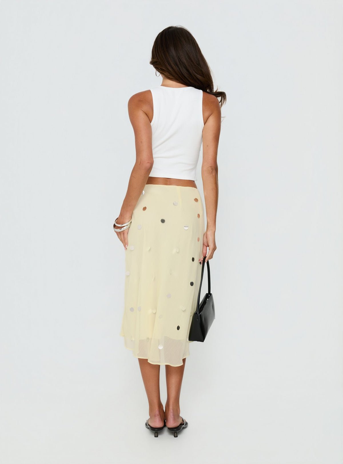 Sequin chiffon midi skirt