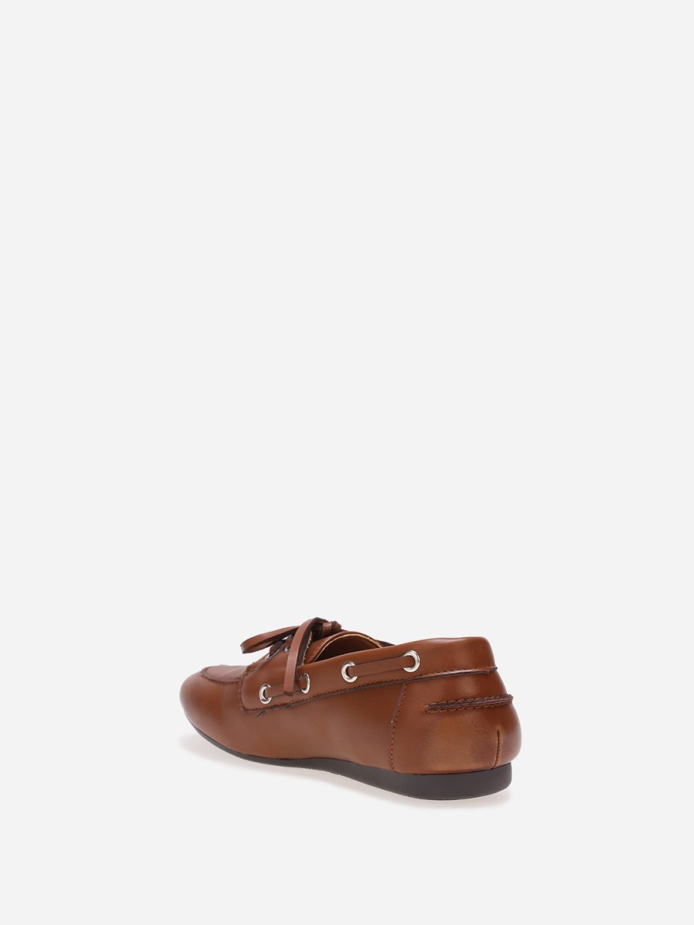Chaussures bateau simili b lacets camel