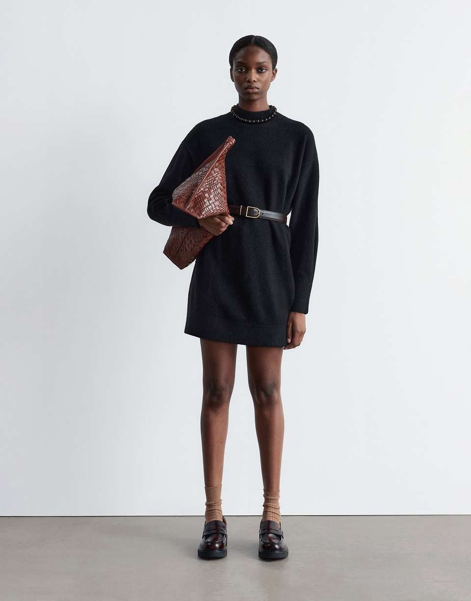 Robe ceinturée en maille - Noir