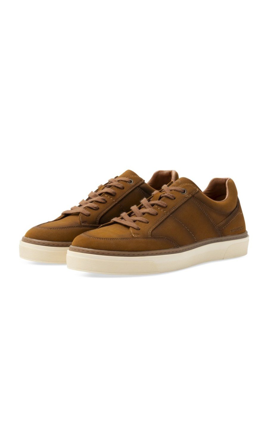 Baskets en suédine surpiqûres cognac