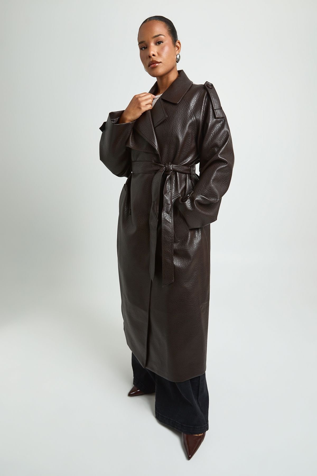 Belted longline trench - Plus size