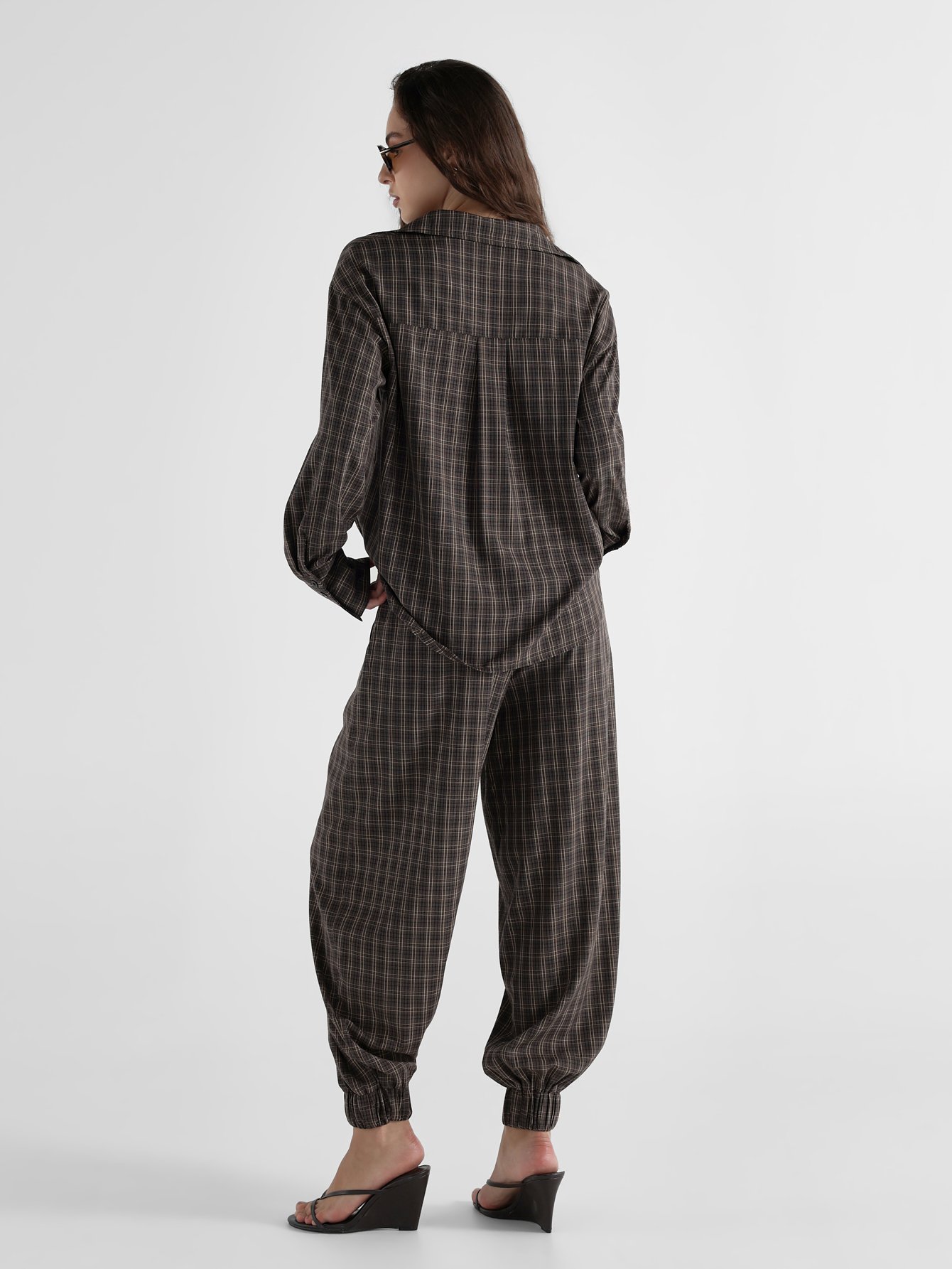 Ensemble chemise oversize w jogging b carreaux