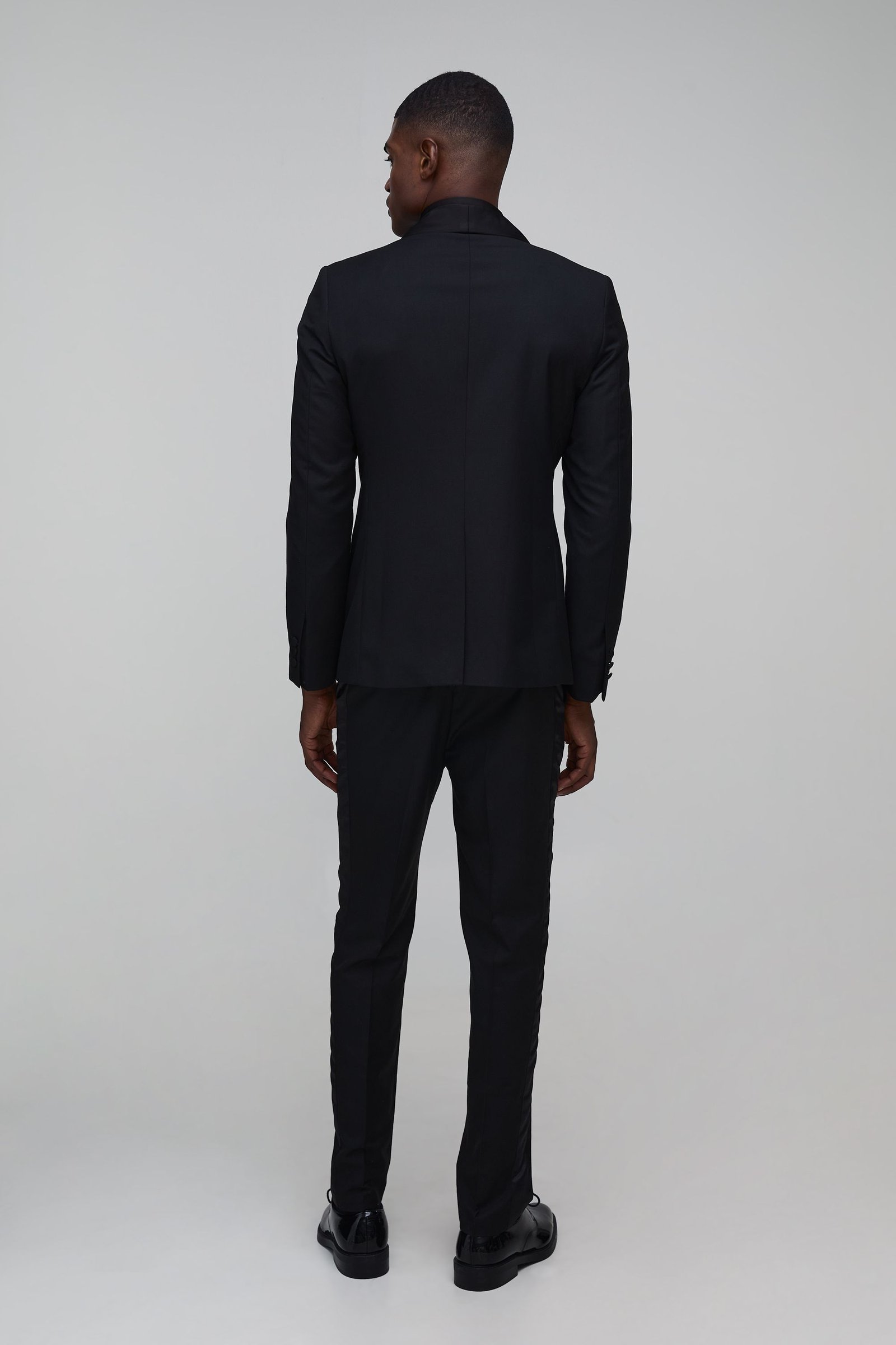 Slim fit satin panel suit trousers
